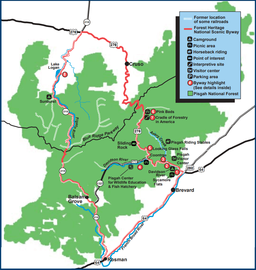 Walking map of Pisgah National Forest Map