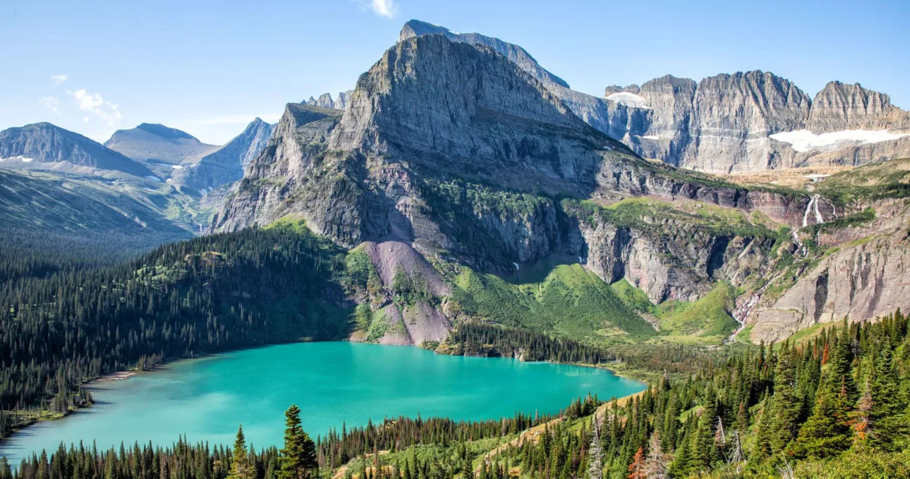 A blue lake view at Glacier national park