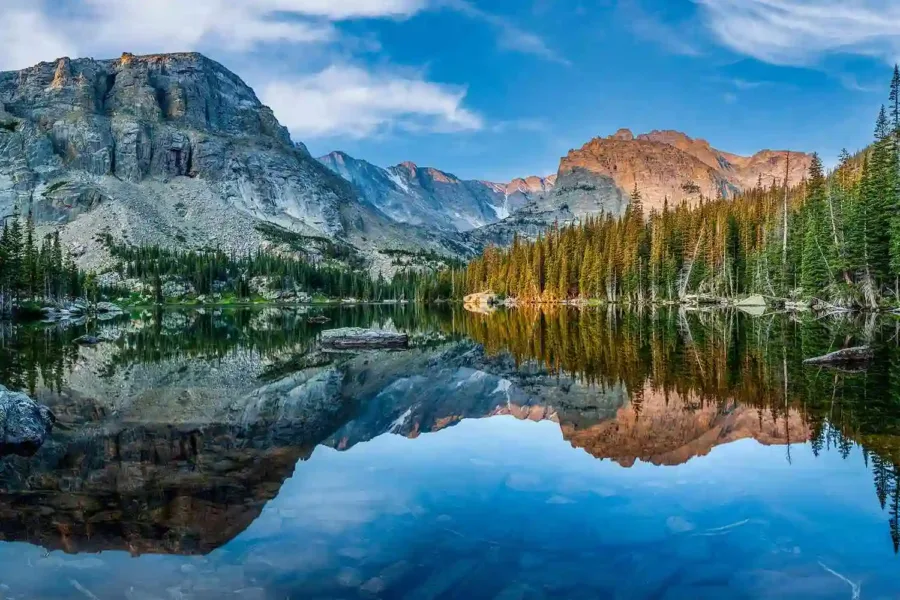 A beautiful view at Dream Lake, Rocky Mountain National Park.