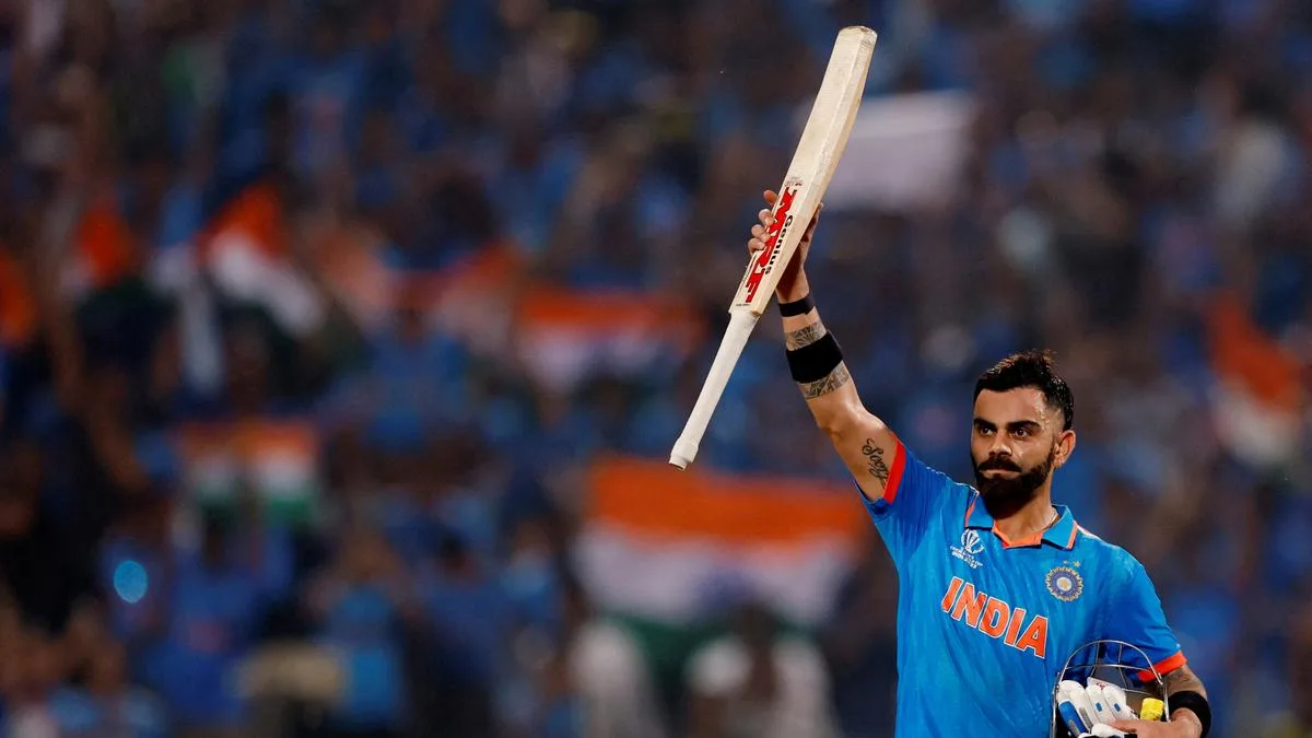 Virat Kohli celebrating his 48th ton