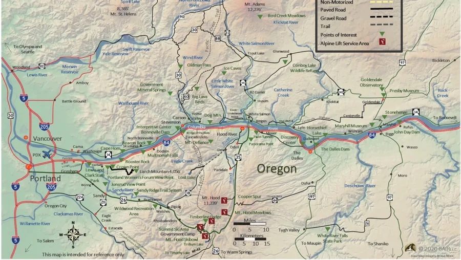 Columbia River Gorge map