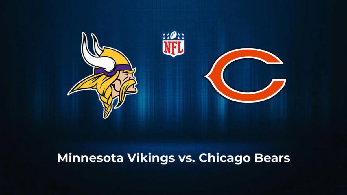 An animated poster of a match between Chicago bears vs Minnesota Vikings