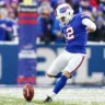 Tyler Bass (2). Buffalo Bills vs Atlanta Falcons at Highmark Stadium, January 02, 2022. Photo by Ben Green